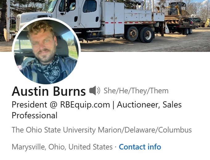 Аккаунт Остина Бернса в социальной сети LinkedIn